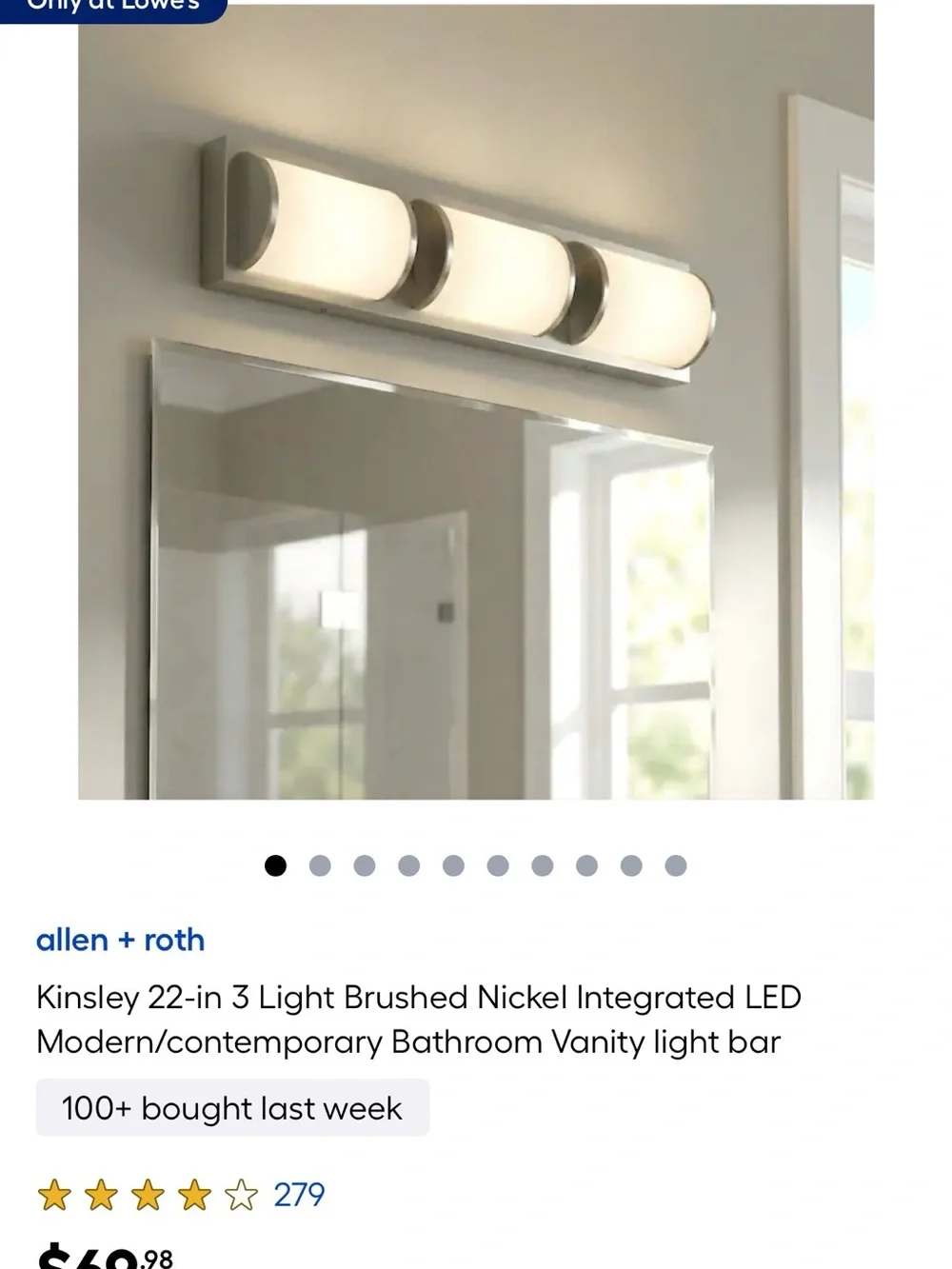 2 sets Kinsley Brushed Nickel 3-Light LED Bathroom Vanity Light - Brushed Nickel